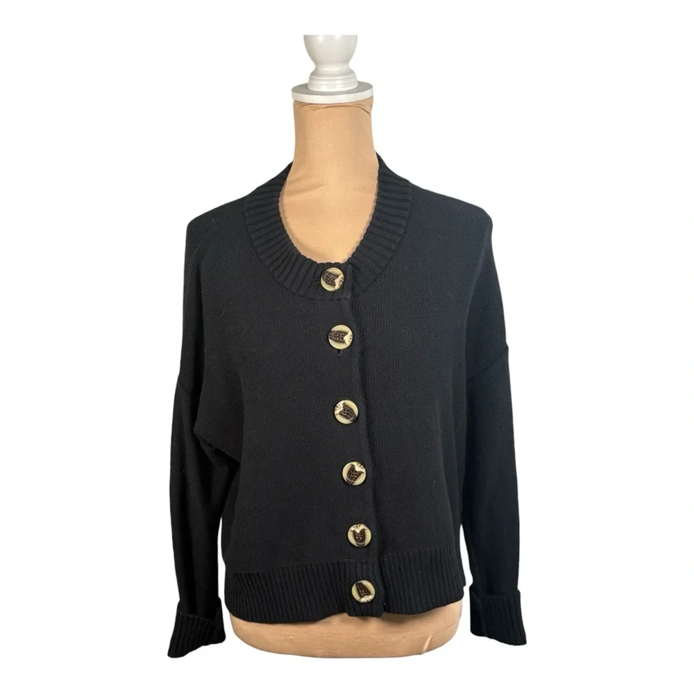 QUINCE 100% Organic Cotton Cropped Cardigan Size Small - Picture 2 of 14